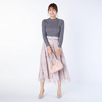 Amazon.co.jp: [レッセパッセ] スカート ドットチュールフラワー